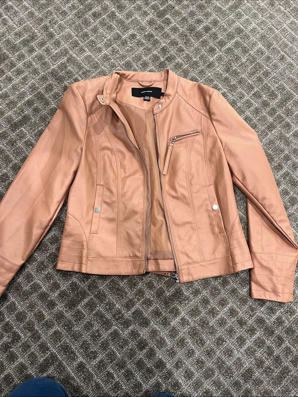 Vero Moda Peach Faux Leather Biker Jacket